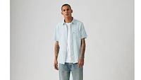 Short Sleeve Sunset Cotton Linen One Pocket Shirt