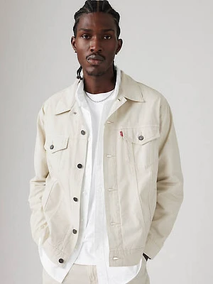 Relaxed Fit Linen+ Denim Trucker Jacket