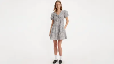 Volume Sleeve Tiered Dress