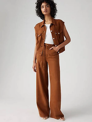 XL Baggy Straight Linen Blend Women's Pants
