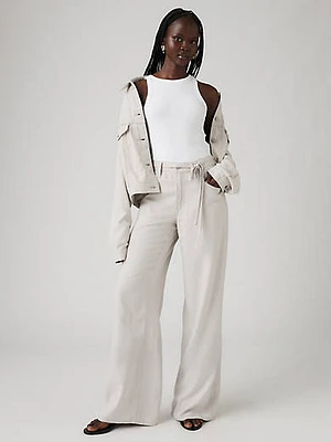 XL Baggy Straight Linen Blend Women's Pants