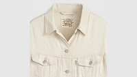 Shrunken '90s Linen Blend Lightweight Trucker Jacket