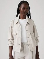 Shrunken '90s Linen Blend Lightweight Trucker Jacket