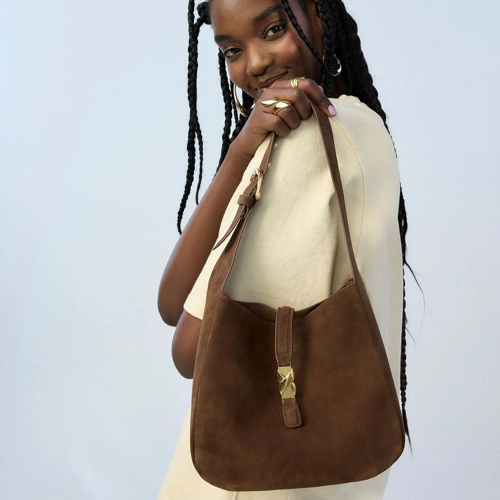 Soffiettaluxe Light Brown Leather Mixed Material Women's Shoulder Bags | ALDO Canada