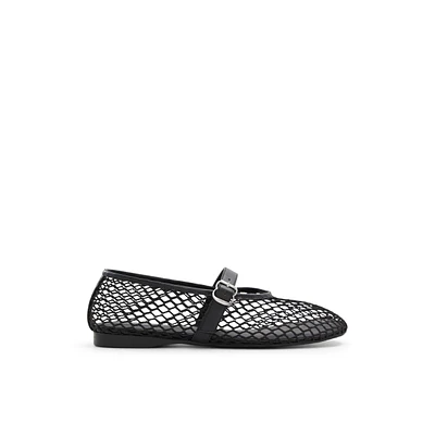 Elyiaa Black Textile Mesh Women's  Mary Janes