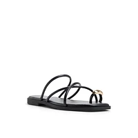 Lunarose Black Women's Flat Sandals