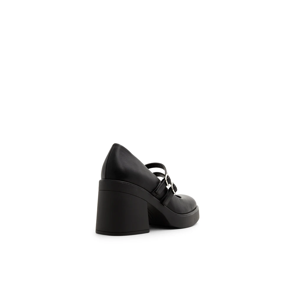 Monroe Black Synthetic Smooth Women's Platform Heels