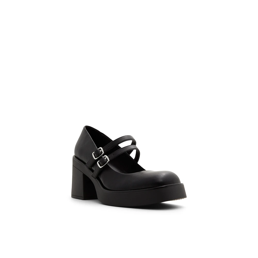 Monroe Black Synthetic Smooth Women's Platform Heels