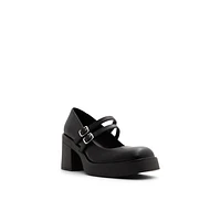 Monroe Black Synthetic Smooth Women's Platform Heels