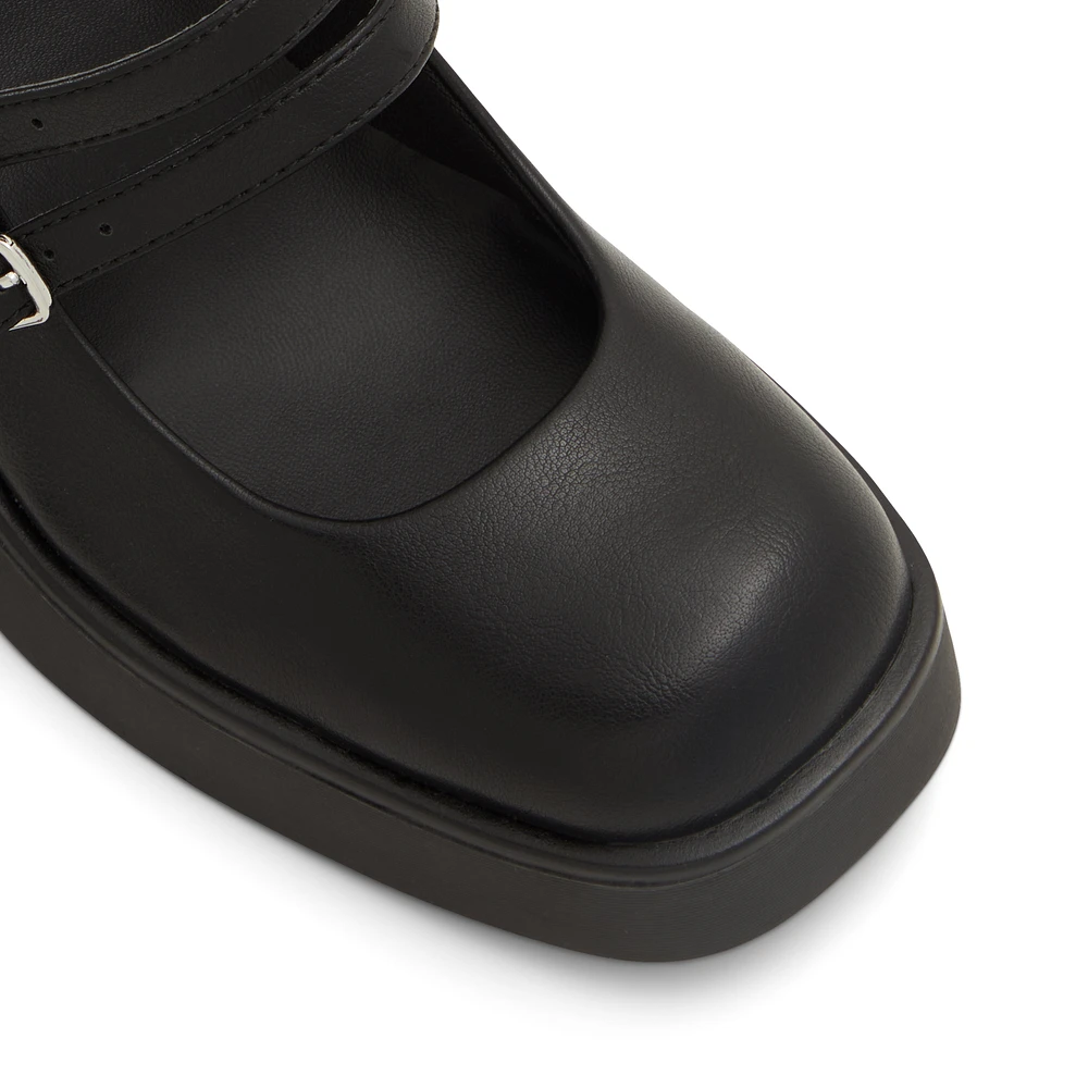 Monroe Black Synthetic Smooth Women's Platform Heels