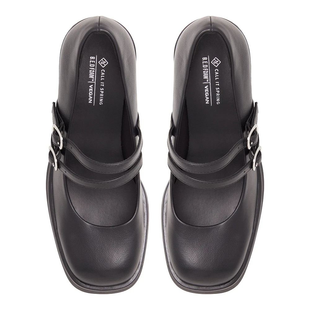 Monroe Black Synthetic Smooth Women's Platform Heels