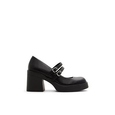Monroe Black Synthetic Smooth Women's Platform Heels