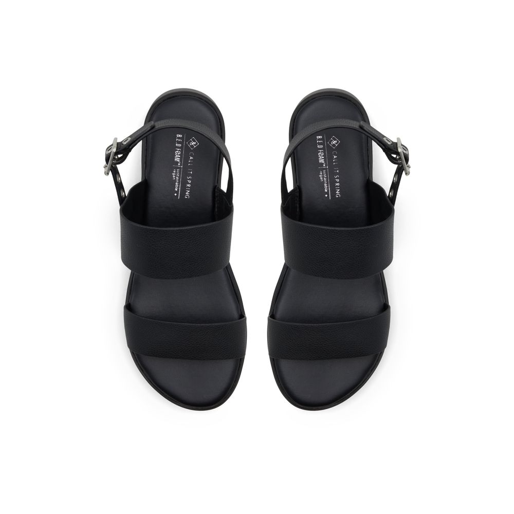 Nevra Noir Femmes Sandales à talons plats | Boutique Spring Canada