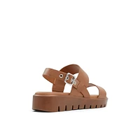 Nevra Cognac Women's Flat Sandals