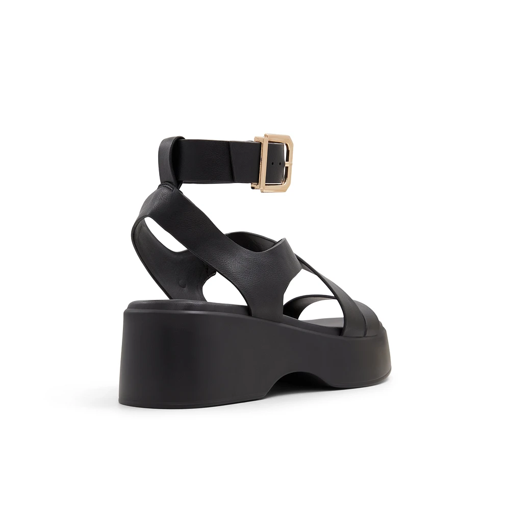 Raia Black Women's Flat Sandals