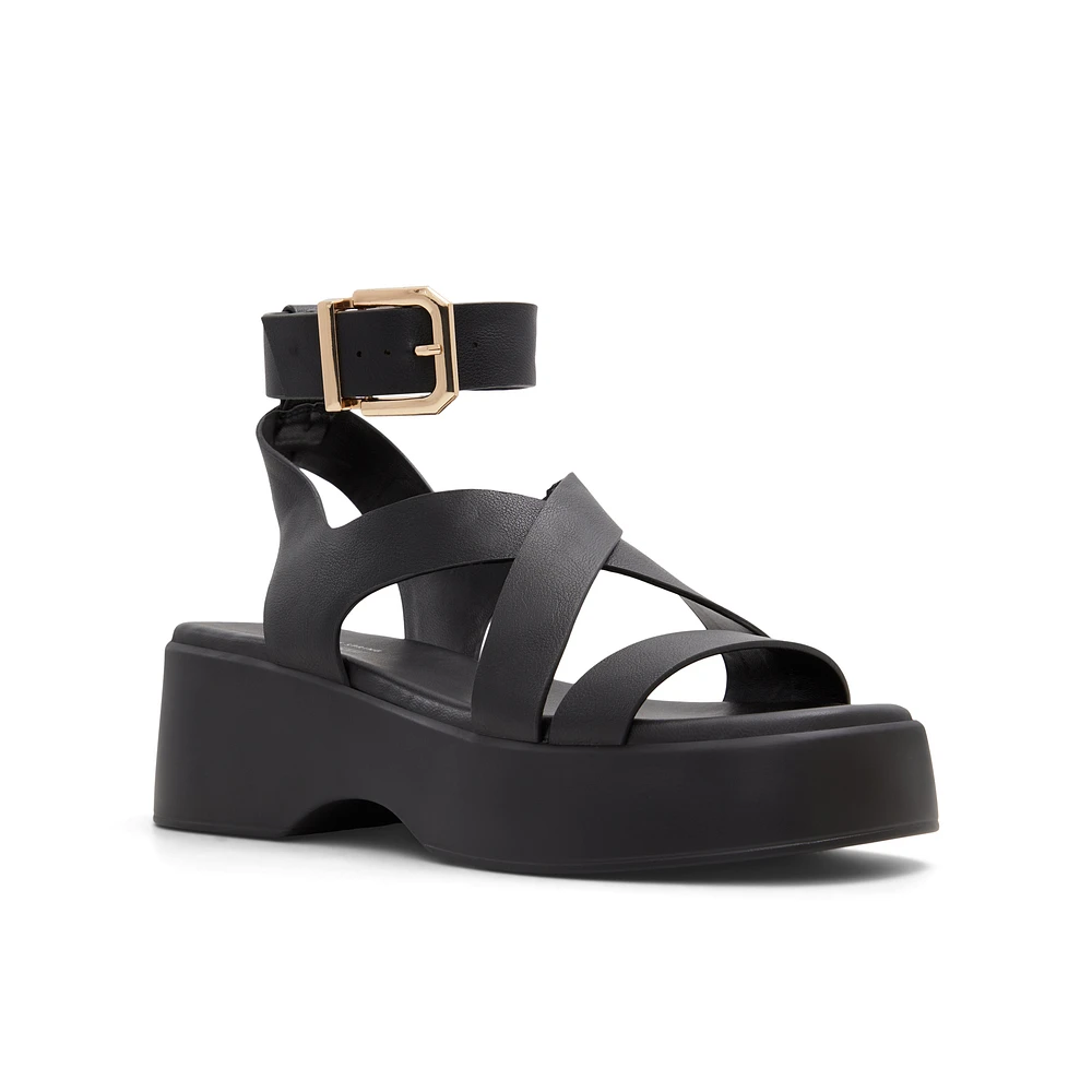 Raia Black Women's Flat Sandals