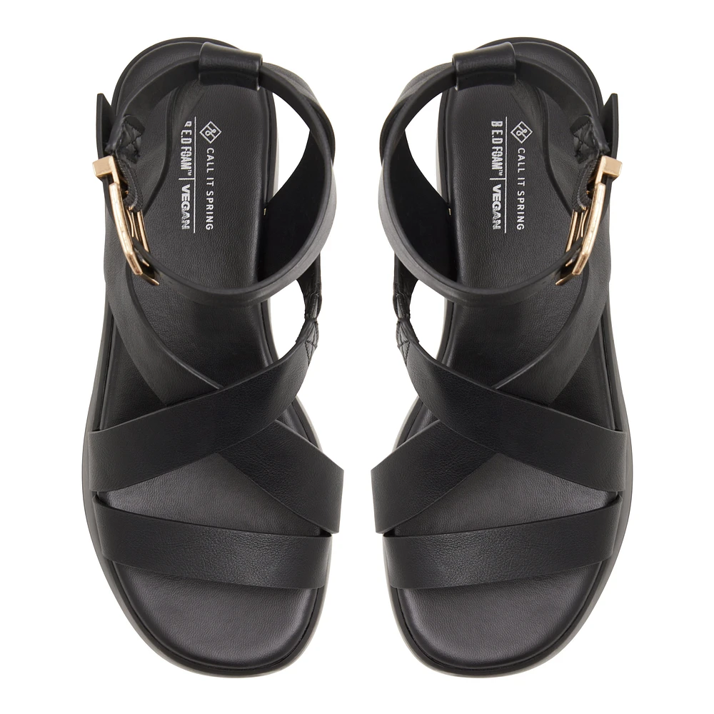 Raia Black Women's Flat Sandals