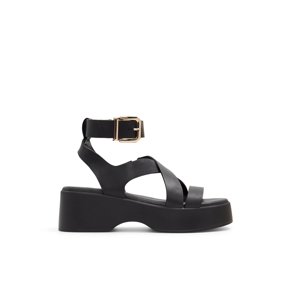 Raia Black Women's Flat Sandals