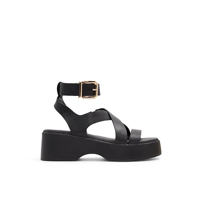 Raia Black Women's Flat Sandals