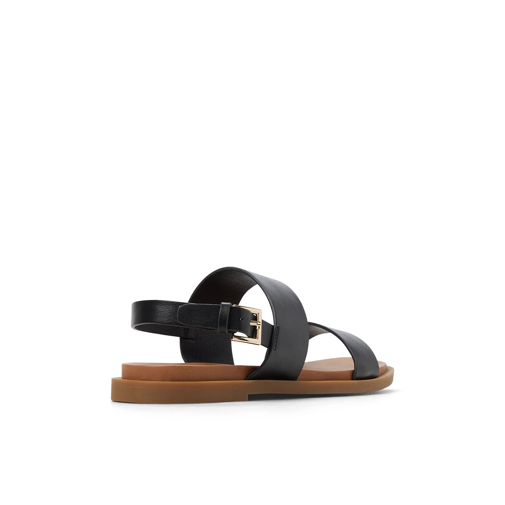 Tiya Noir Femmes Sandales à talons plats | Boutique Spring Canada
