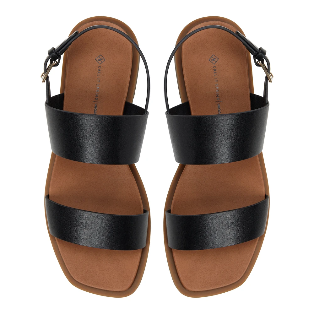 Tiya Noir Femmes Sandales à talons plats | Boutique Spring Canada