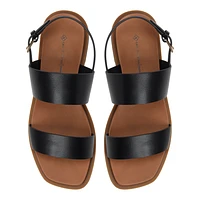 Tiya Noir Femmes Sandales à talons plats | Boutique Spring Canada