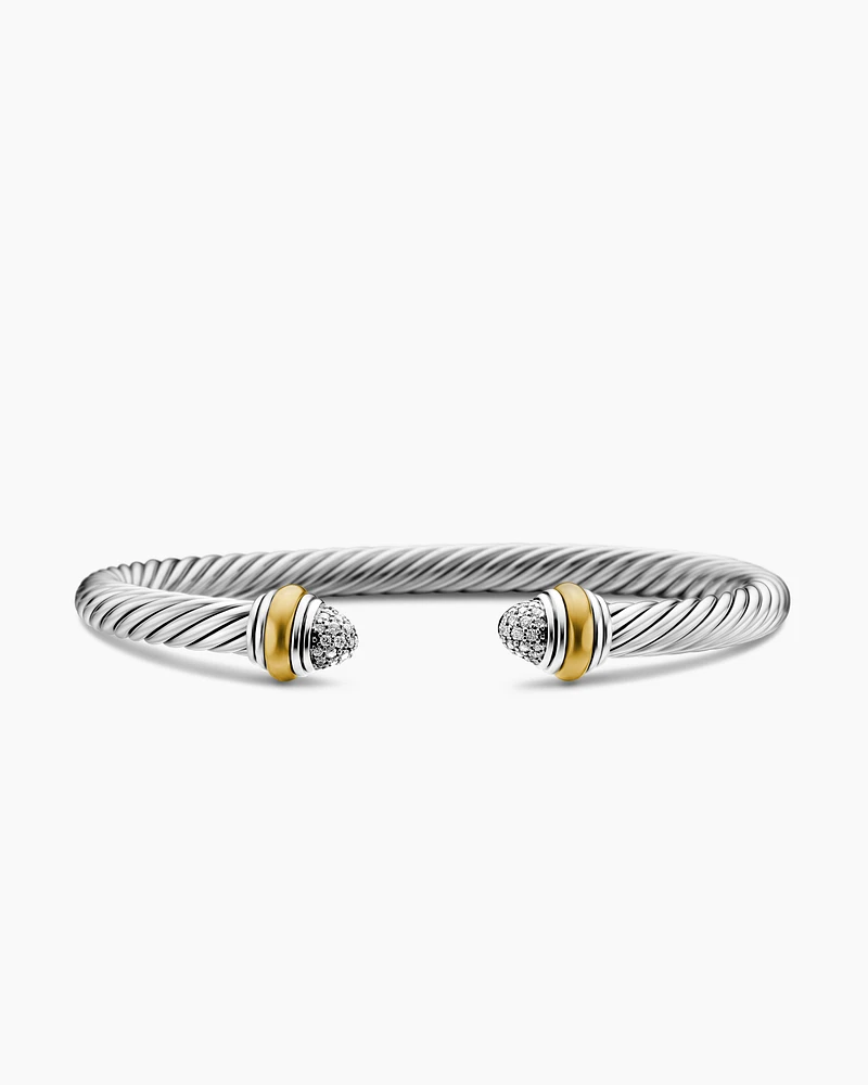 Cable Classics Bracelet with Pavé Domes and 14K Yellow Gold, 5mm