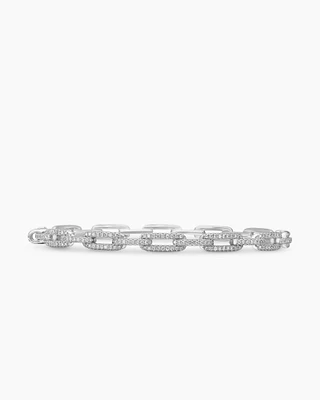 Stax Chain Link Bracelet 18K White Gold with Diamonds, 4mm