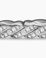 Cablespira Bracelet 18K White Gold with Diamonds, 3mm