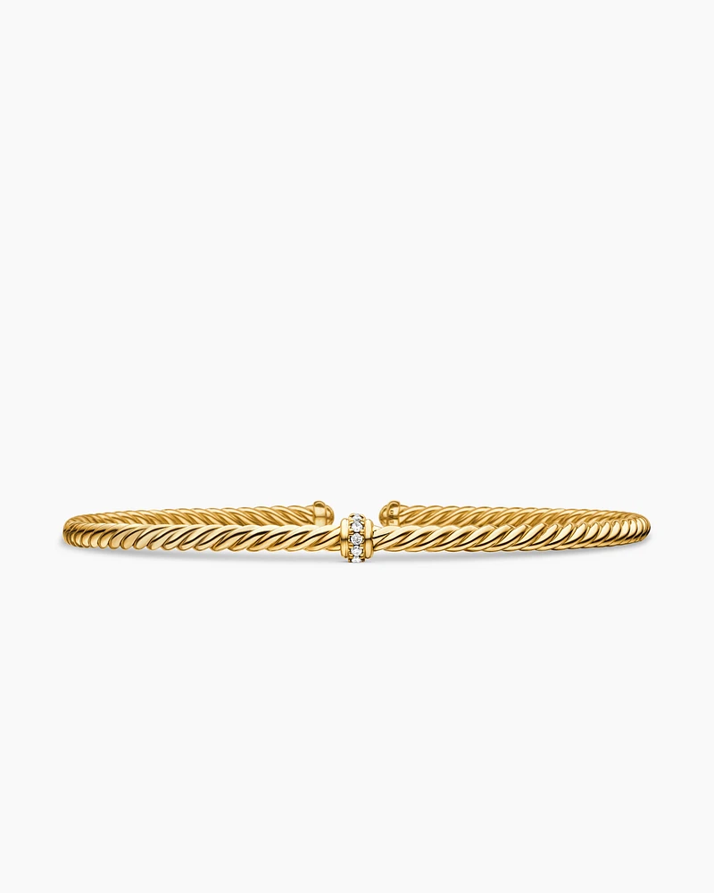 Cablespira Station Bracelet 18K Yellow Gold with Diamonds, 3mm