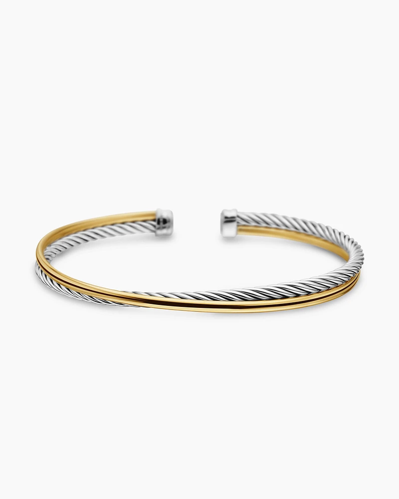 Crossover Linked Bracelet 18K Yellow Gold with Diamonds, 3mm