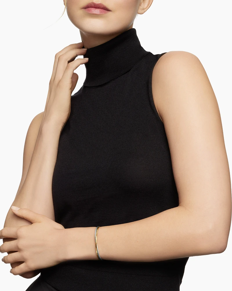 Crossover Linked Bracelet 18K Yellow Gold with Diamonds, 3mm