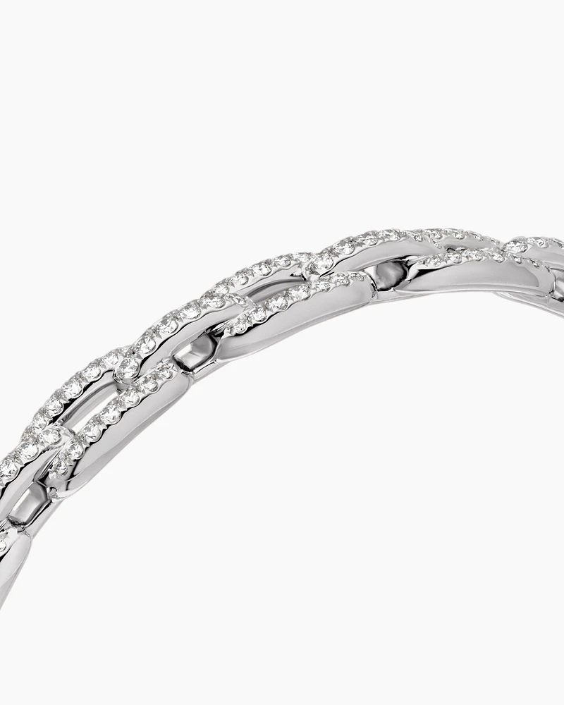 Stax Chain Link Bracelet in 18K White Gold with Diamonds, 7mm