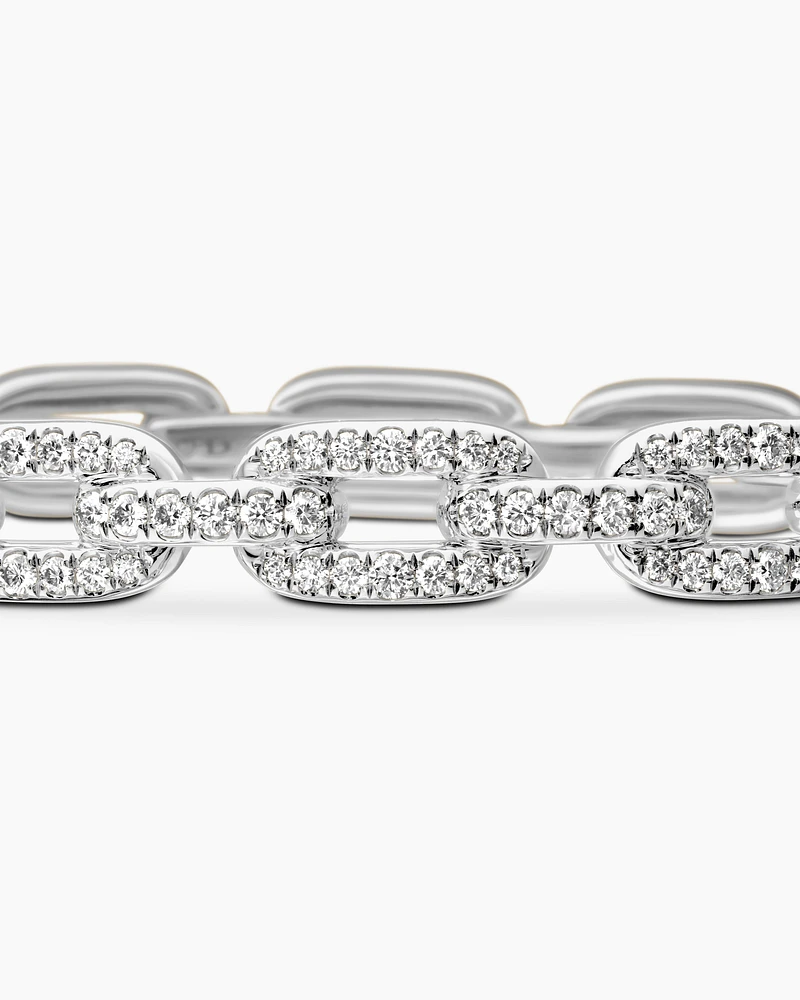 Stax Chain Link Bracelet in 18K White Gold with Diamonds, 7mm