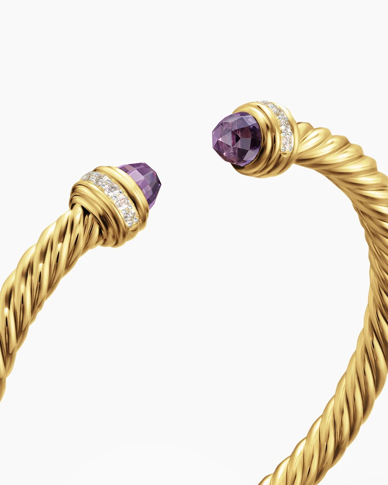 Classic Cablespira® Bracelet 18K Yellow Gold with Amethyst and Diamonds, 5mm