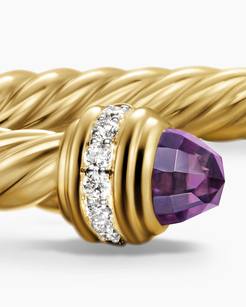 Classic Cablespira® Bracelet 18K Yellow Gold with Amethyst and Diamonds, 5mm