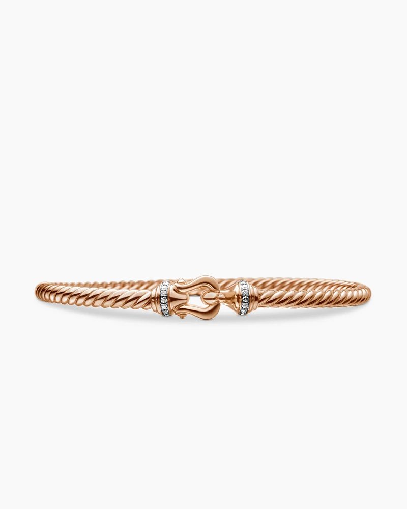Buckle Bracelet 18K Rose Gold with Diamonds, 3.5mm