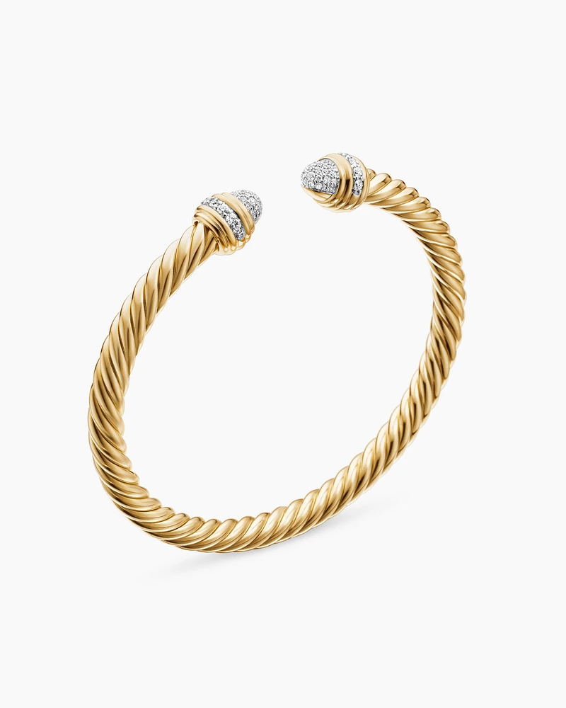 Empire Cable Bracelet 18K Yellow Gold with Diamonds, 5mm