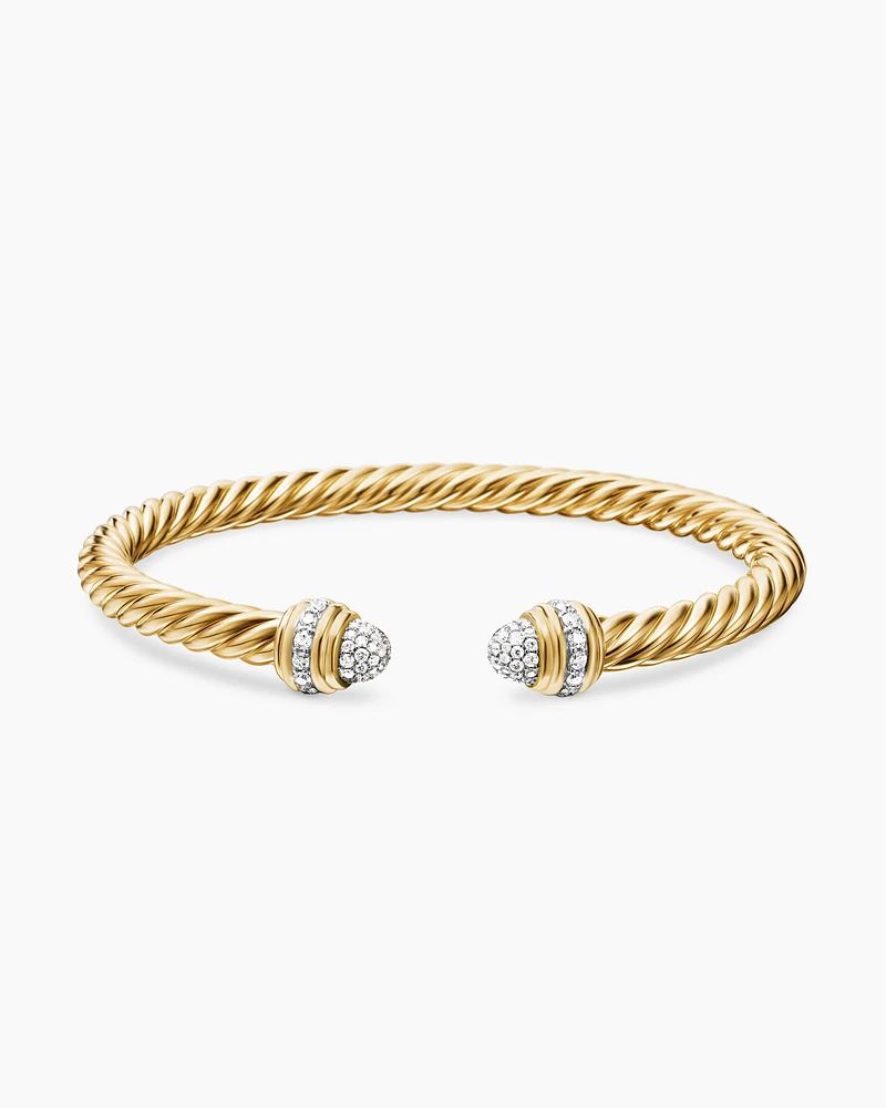 Empire Cable Bracelet 18K Yellow Gold with Diamonds, 5mm