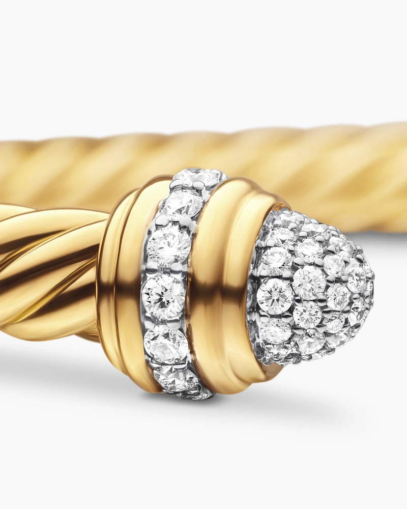Empire Cable Bracelet 18K Yellow Gold with Diamonds, 5mm