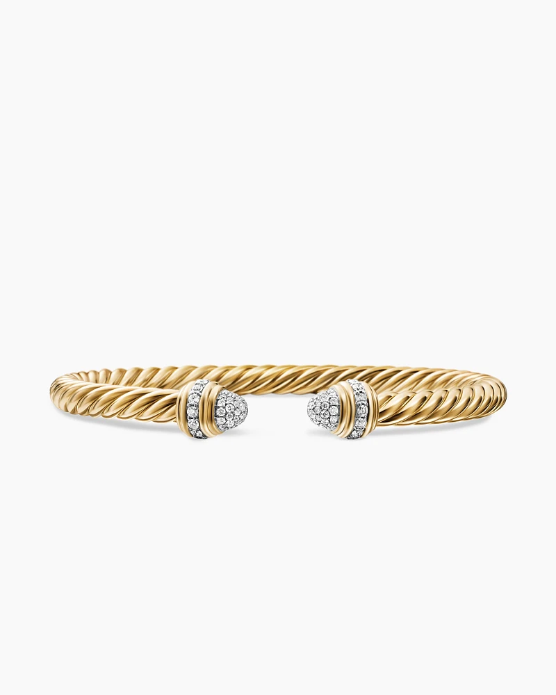 Empire Cable Bracelet 18K Yellow Gold with Diamonds, 5mm