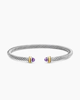 Classic Cable Bracelet Sterling Silver with 18K Yellow Gold and Amethyst, 4mm