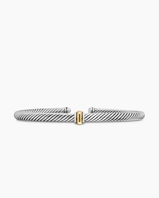 Cable Classics Bracelet 18K Yellow Gold with Pavé Station, 7mm