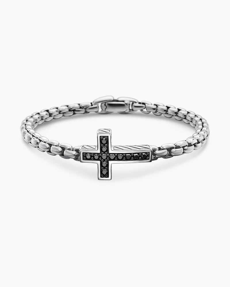 Pavé Cross Bracelet Sterling Silver with Black Diamonds, 5mm