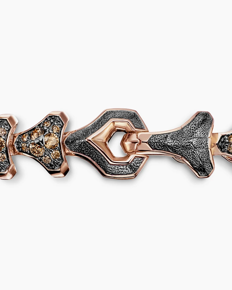 Armoury® Link Bracelet in 18K Rose Gold with Pavé Cognac Diamonds, 9.5mm