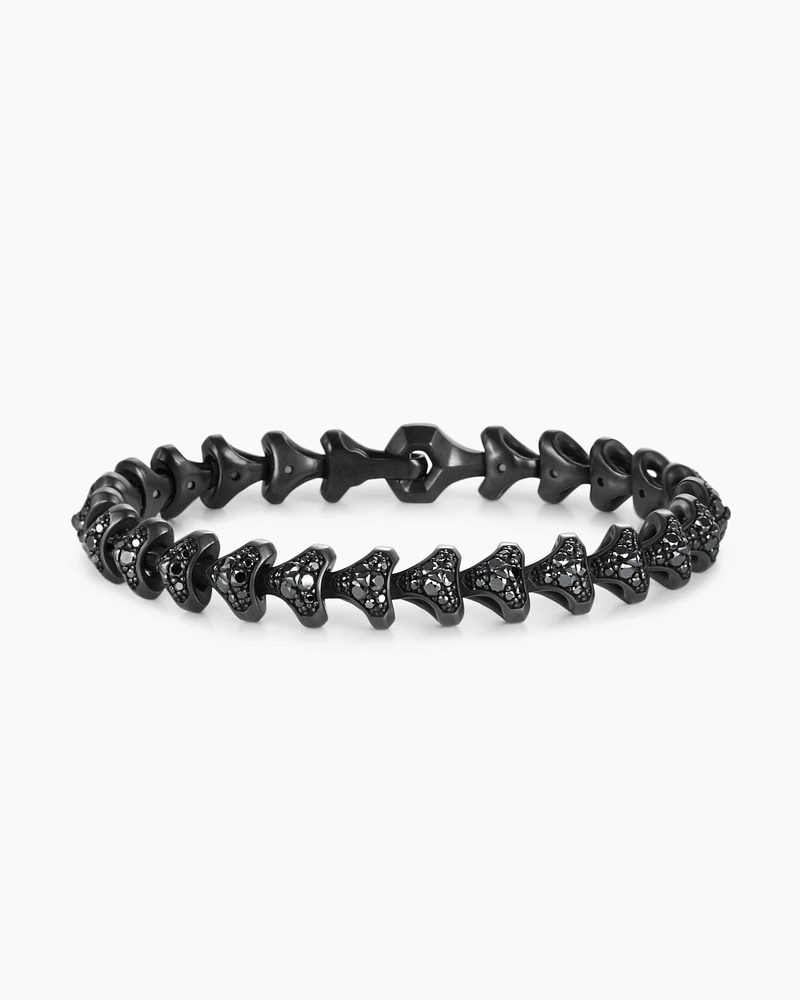 Armoury® Link Bracelet in Black Titanium with Black Diamonds, 9.5mm