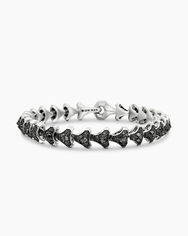 Armoury® Link Bracelet in Sterling Silver with Pavé Black Diamonds, 9.5mm