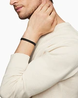 Woven Box Chain Bracelet Sterling Silver with Black Stainless Steel and Nylon, 10mm