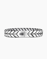 Chevron Woven Bracelet Sterling Silver with Black Diamonds and Nylon