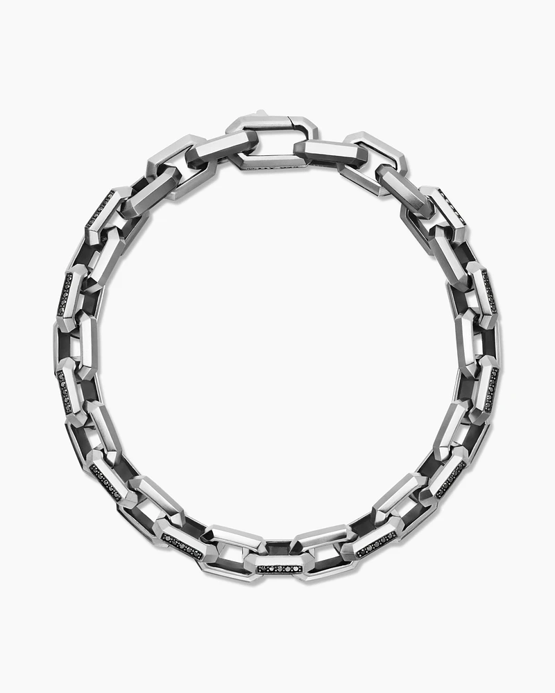 Streamline® Heirloom Chain Link Bracelet Sterling Silver with Pavé Black Diamonds, 7.5mm
